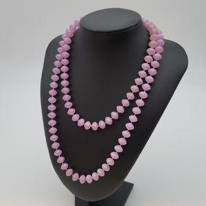 Two Vintage Necklaces Pink Plastic Pearls